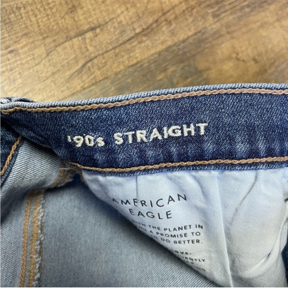 AE American Eagle '90s Straight Stretch Blue Denim Jeans Women Size 6 WORN ONCE - Picture 8 of 9